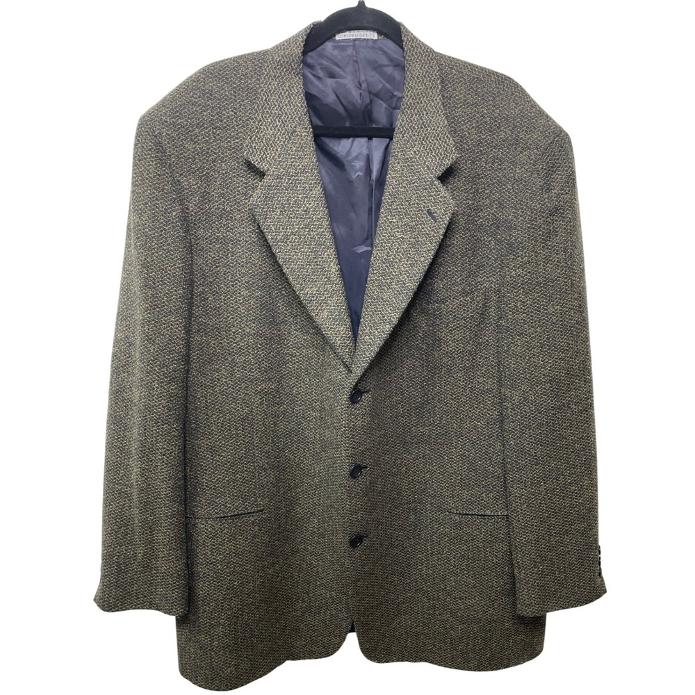 Andrew Fezza Herringbone Blazer‎ Wool Sport Coat Suit Jacket 48L Office Heritage